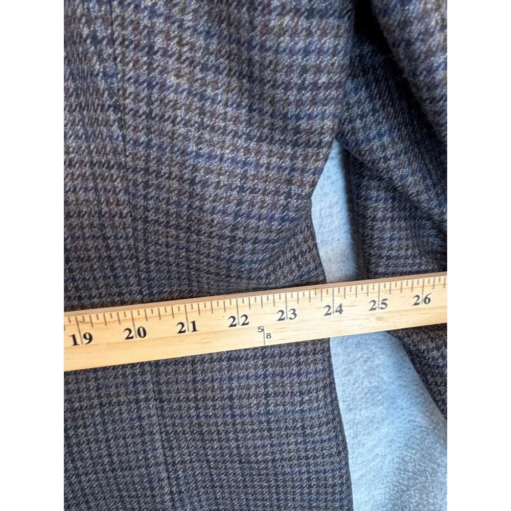 Vintage Blazer Sport Coat Jacket Izod Wool 48L Blue Gray Brown Plaid Houndstooth